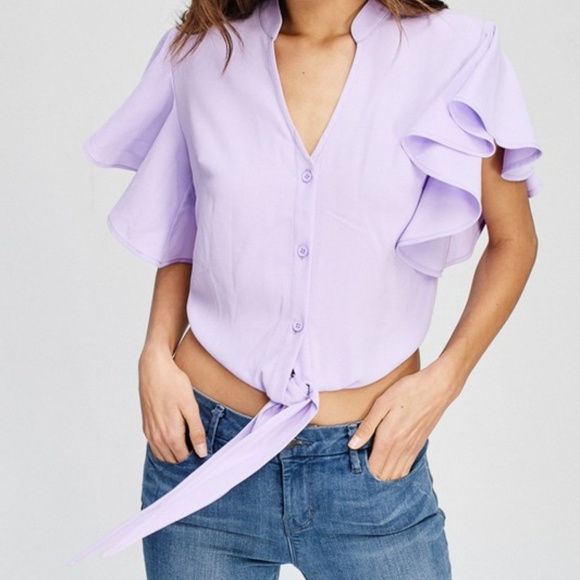 Lavender Ruffle Crop Top - Picture 6 of 10